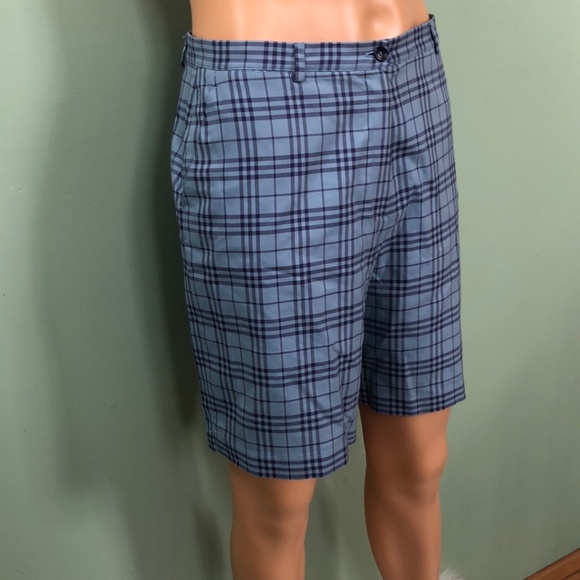 Burberry Light Blue Plaid Golf Shorts Size 8